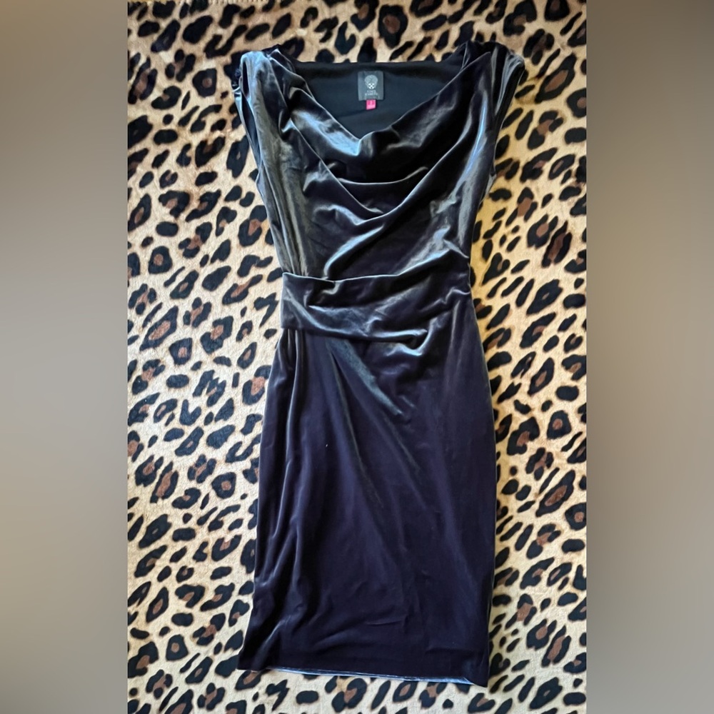 Vince Camuto Slate Grey/blue Velvet Midi Dress NWOT 2